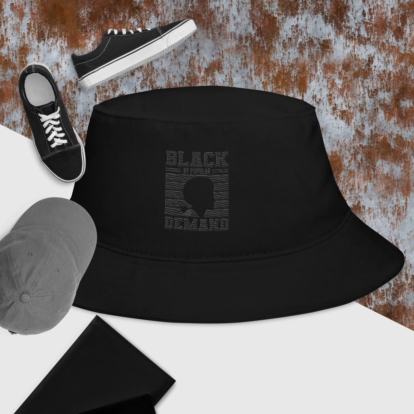 "BLACK BY POPULAR DEMAND" Bucket Hat