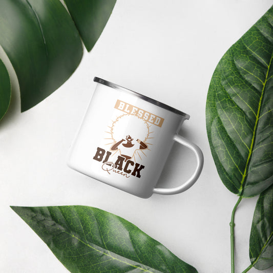 "BLESSED BLACK QUEEN" Enamel Mug