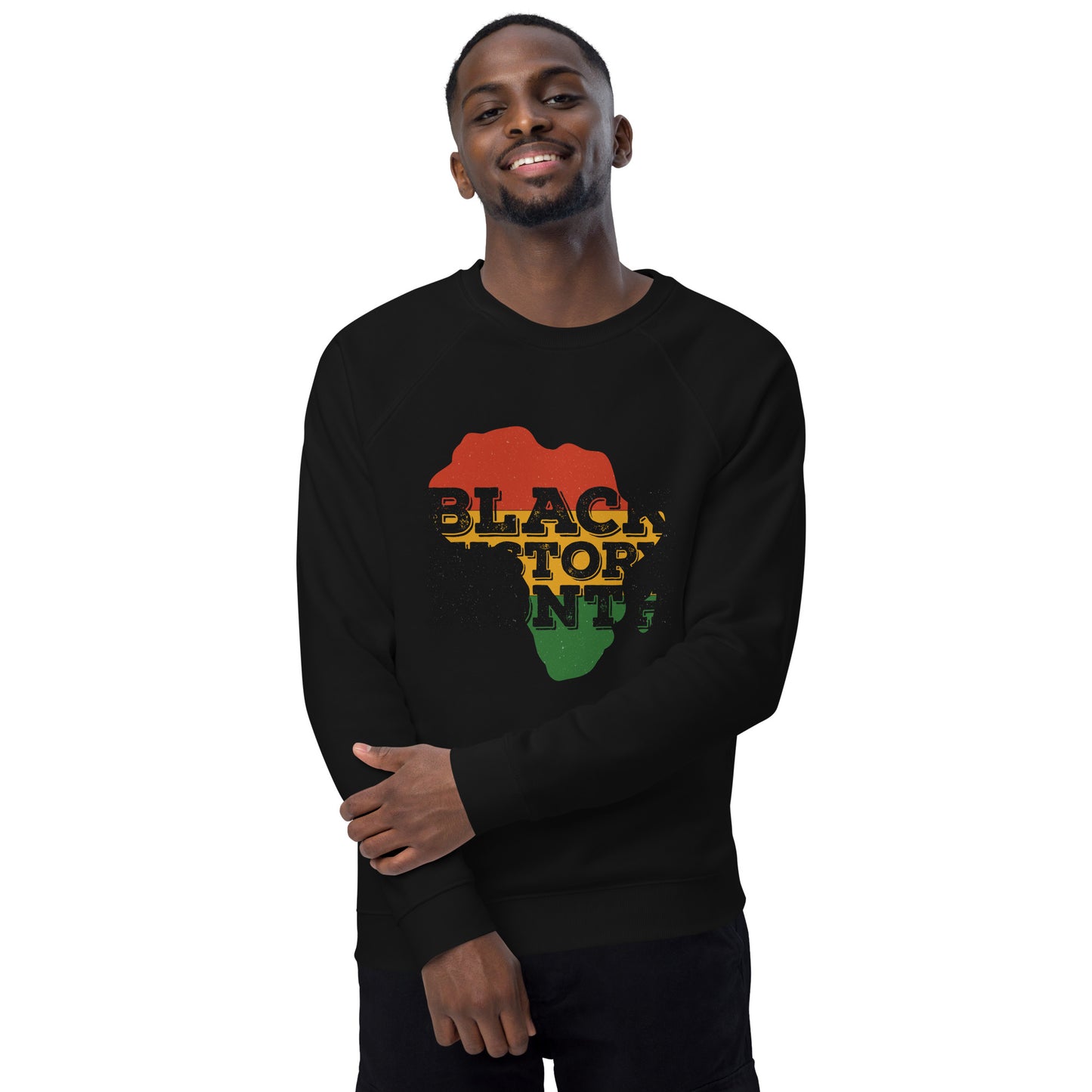 "BLACK HISTORY MONTH" Unisex organic raglan sweatshirt