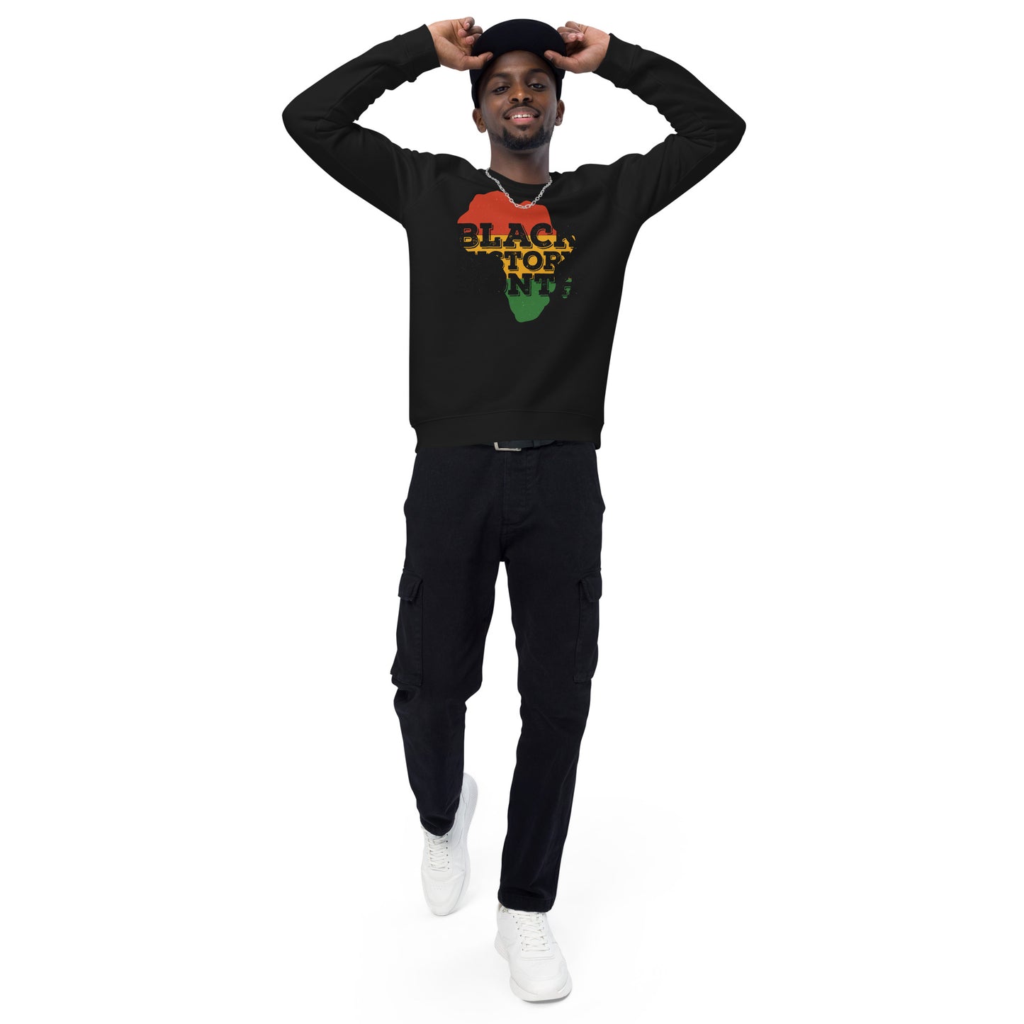 "BLACK HISTORY MONTH" Unisex organic raglan sweatshirt