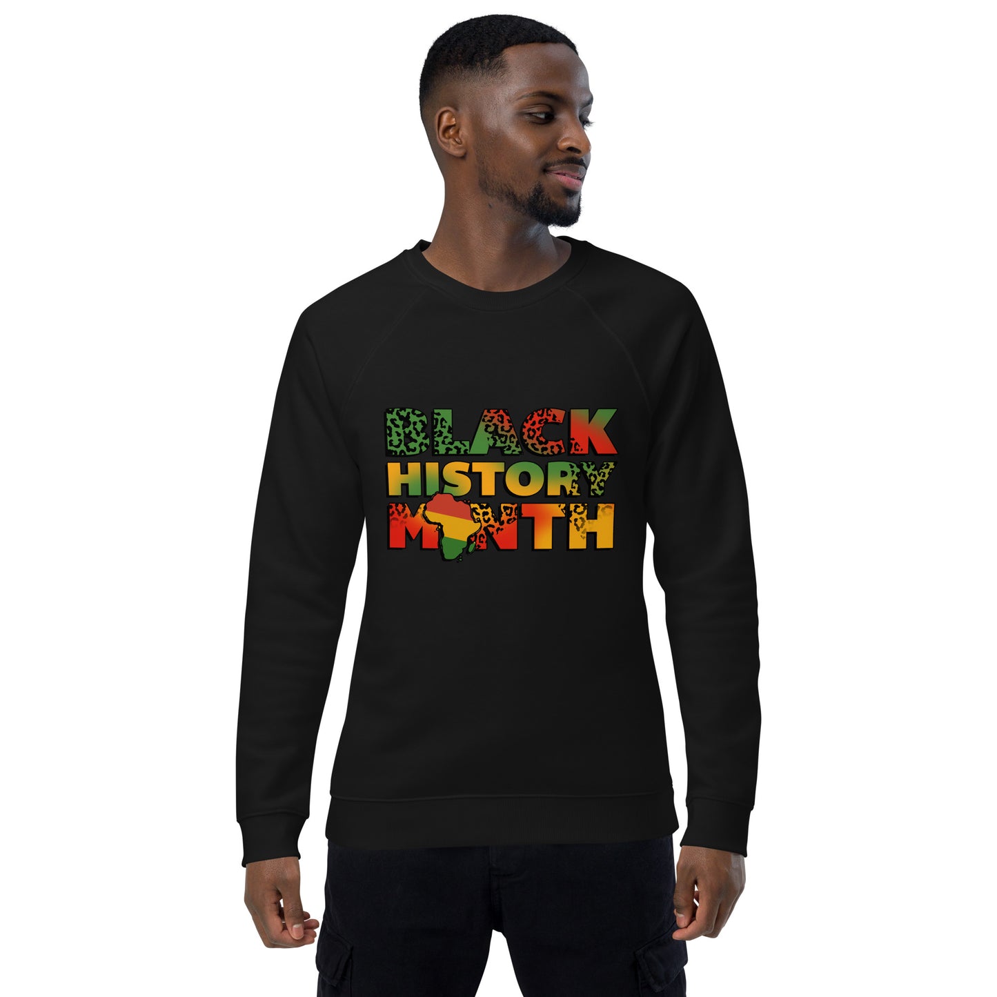 "BLACK HISTORY MONTH" Unisex Organic Raglan Sweatshirt