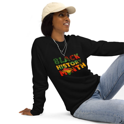 "BLACK HISTORY MONTH" Unisex Organic Raglan Sweatshirt