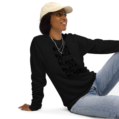 "BLACKOUT" Unisex Organic Raglan Sweatshirt