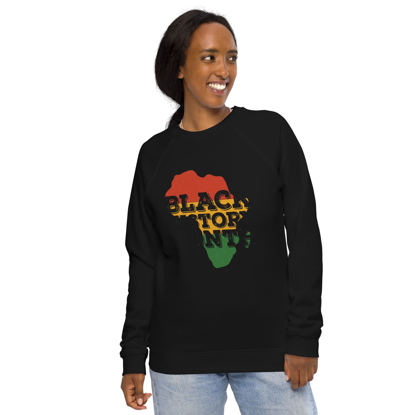 "BLACK HISTORY MONTH" Unisex organic raglan sweatshirt