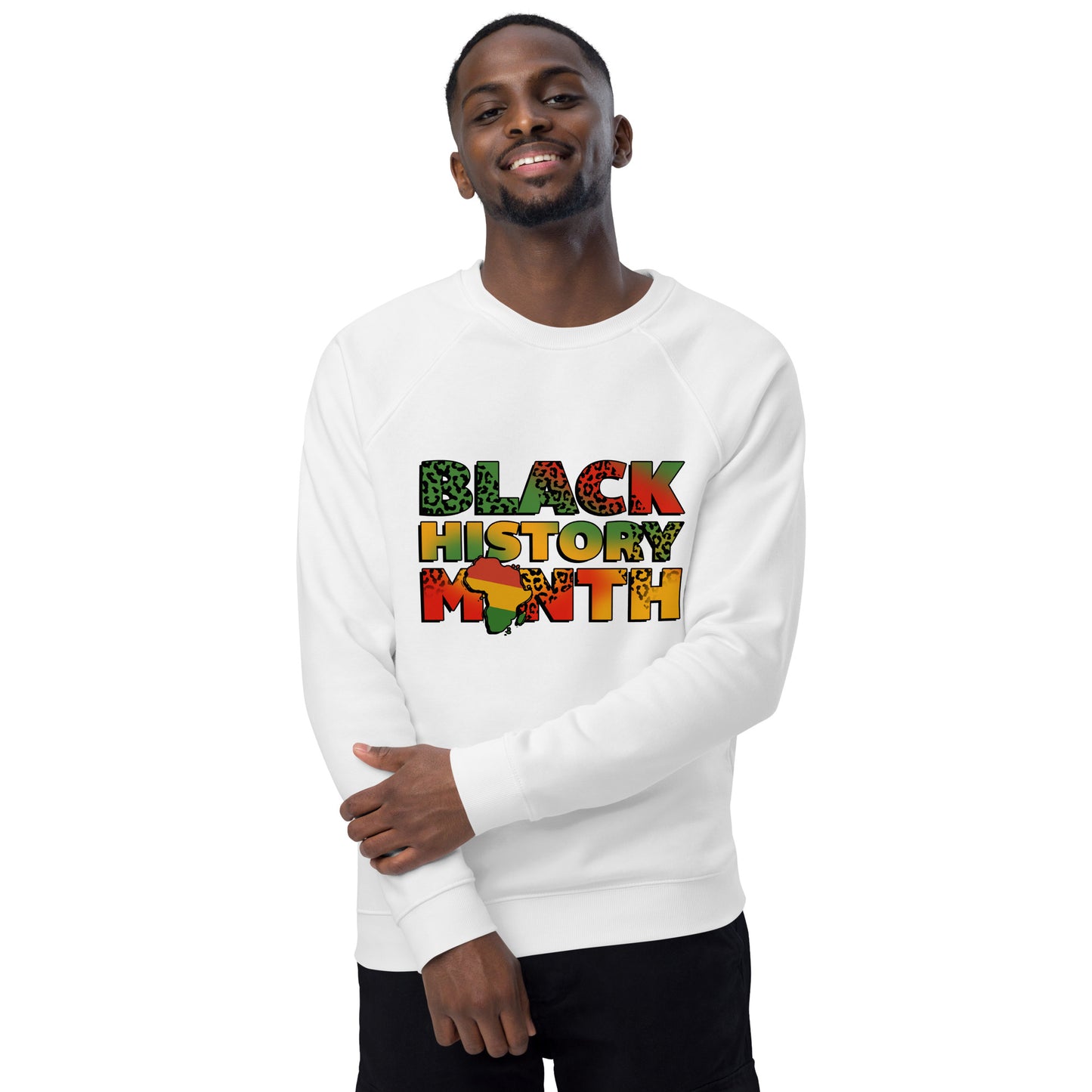 "BLACK HISTORY MONTH" Unisex Organic Raglan Sweatshirt