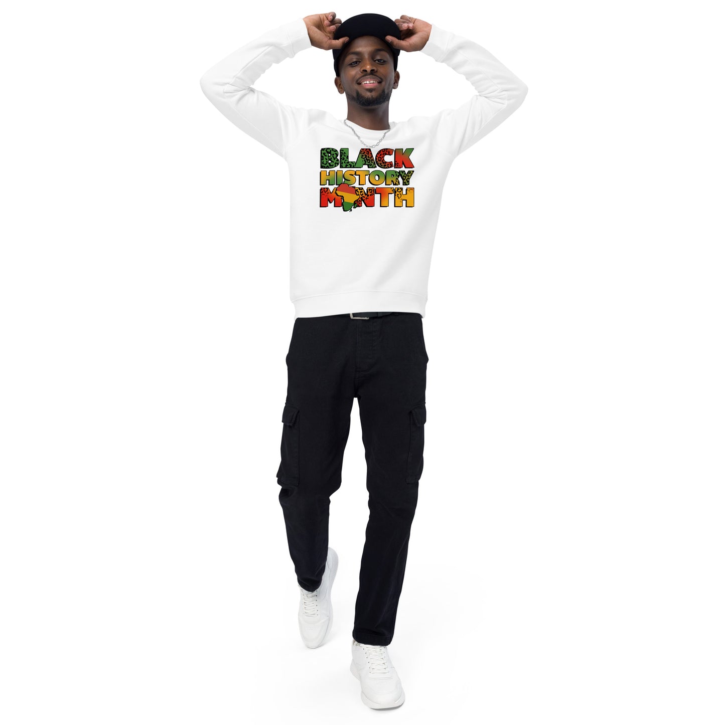 "BLACK HISTORY MONTH" Unisex Organic Raglan Sweatshirt